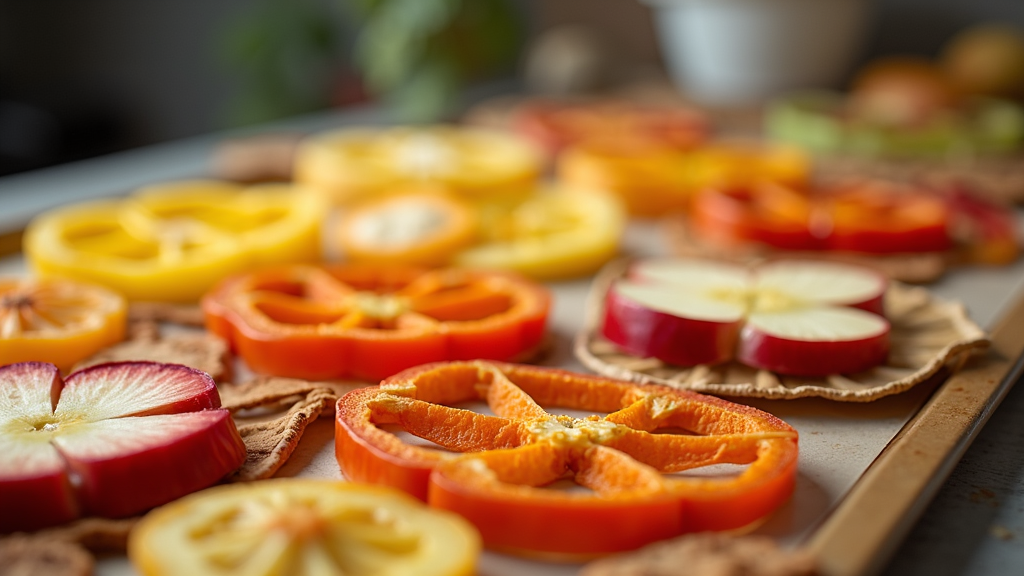 Dehydrated fruits and vegetables.